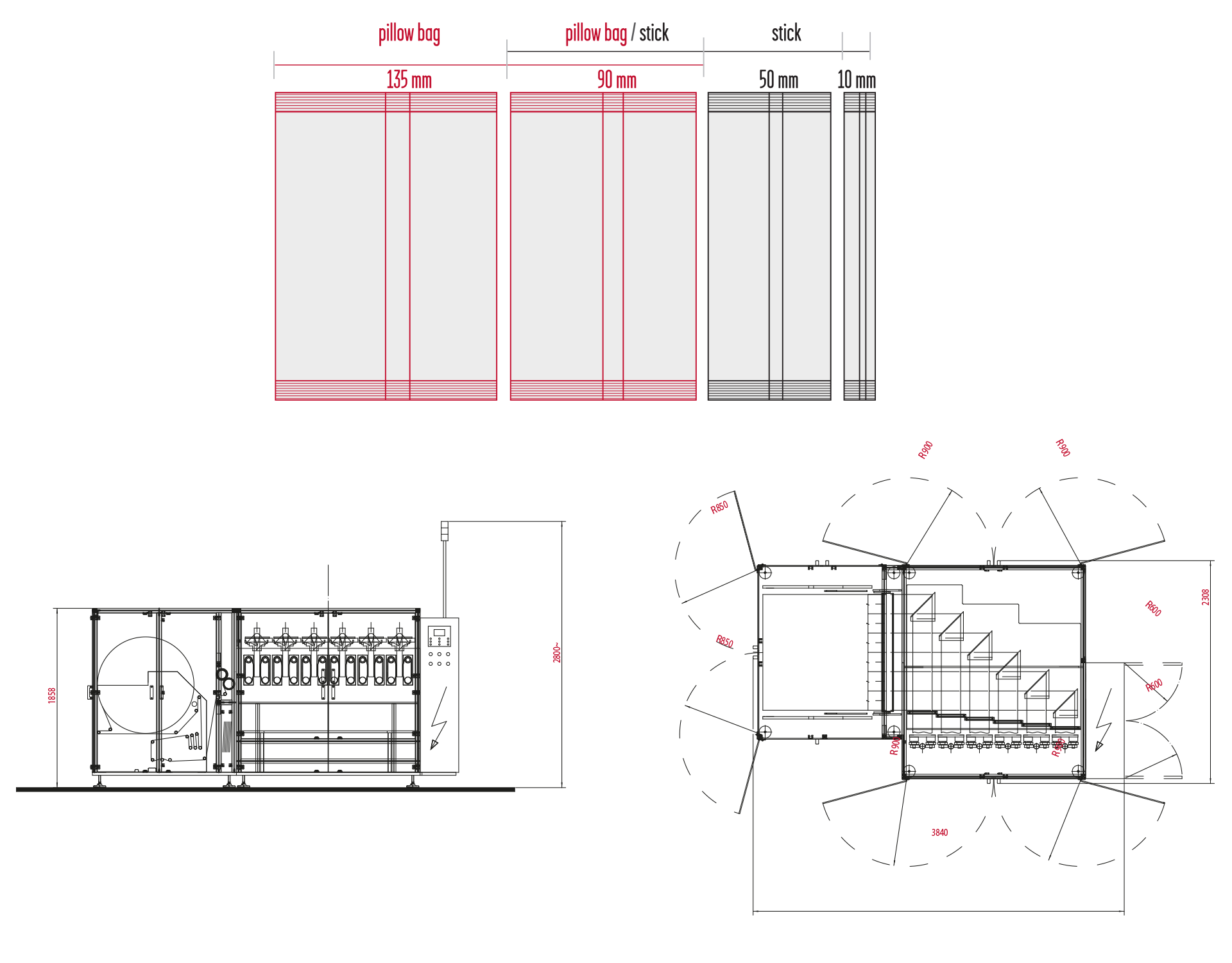 Stick pack layout